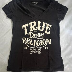 True Religion Black Graphic Fitted Short Sleeve Tee